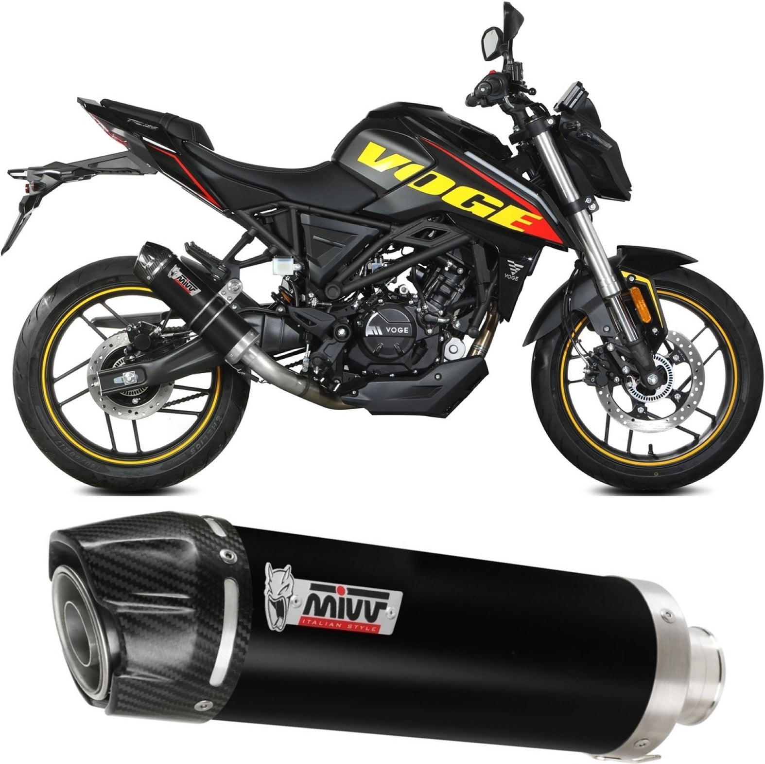 Complete Non-Catalytic Exhaust System With Sound Certification Gp Steel Black Carbon - Mivv Compatible With Voge Brivido 125R (2023-2024)