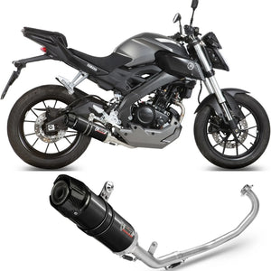 Impianto Di Scarico Completo Catalizzato E Con Omologazione Suono Gp Inox Nero Carbonio - Mivv Compatibile Con Yamaha Mt-125 (2015-2019)