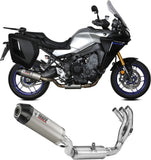 Impianto Di Scarico Completo Non Catalizzato E Con Omologazione Suono Oval Titanio Carbonio - Mivv Compatibile Con Yamaha Tracer 9 - Gt (2021-2023)