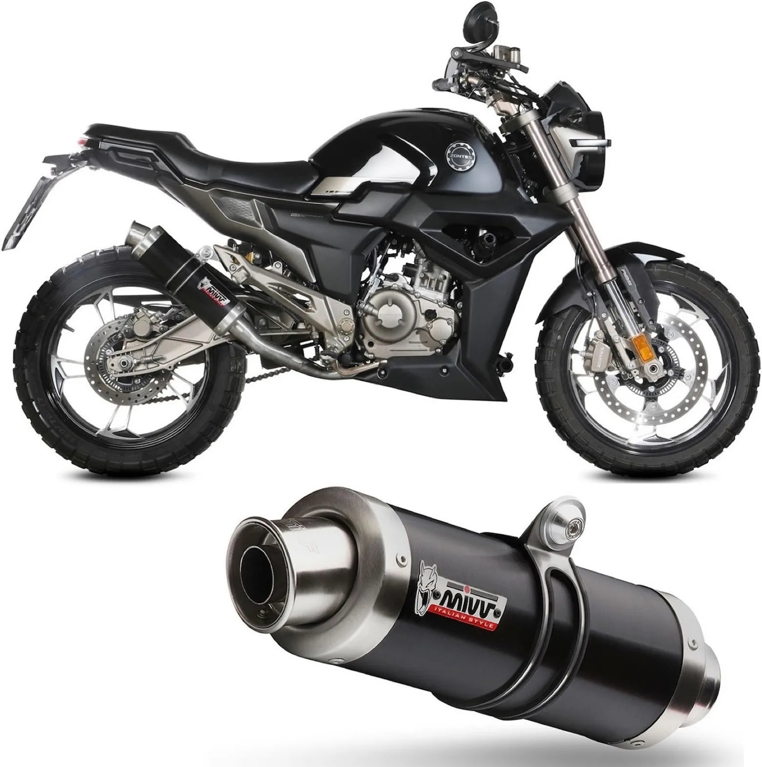 Impianto Di Scarico Completo Catalizzato E Con Omologazione Suono Gp Inox Nero - Mivv Compatibile Con Zontes Zt 125 G1 (2021-2024)