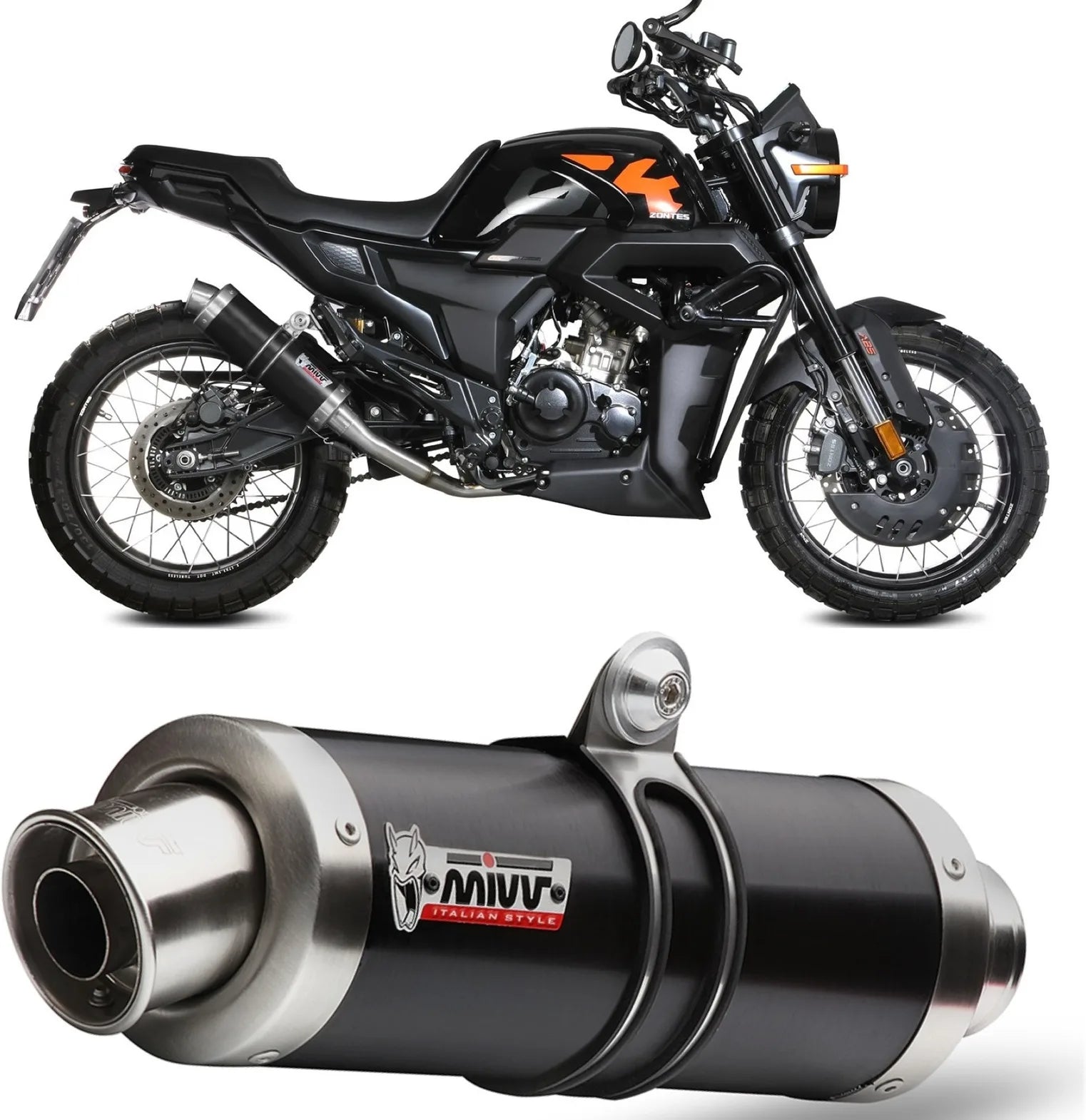 Impianto Di Scarico Completo Catalizzato E Con Omologazione Suono Gp Inox Nero - Mivv Compatibile Con Zontes Zt 125 Gk (2021-2024)