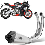 Impianto Di Scarico Completo Non Catalizzato E Senza Omologazione Suono Delta Race Inox Carbonio - Mivv Compatibile Con Aprilia Tuono 660 (2021-2024)