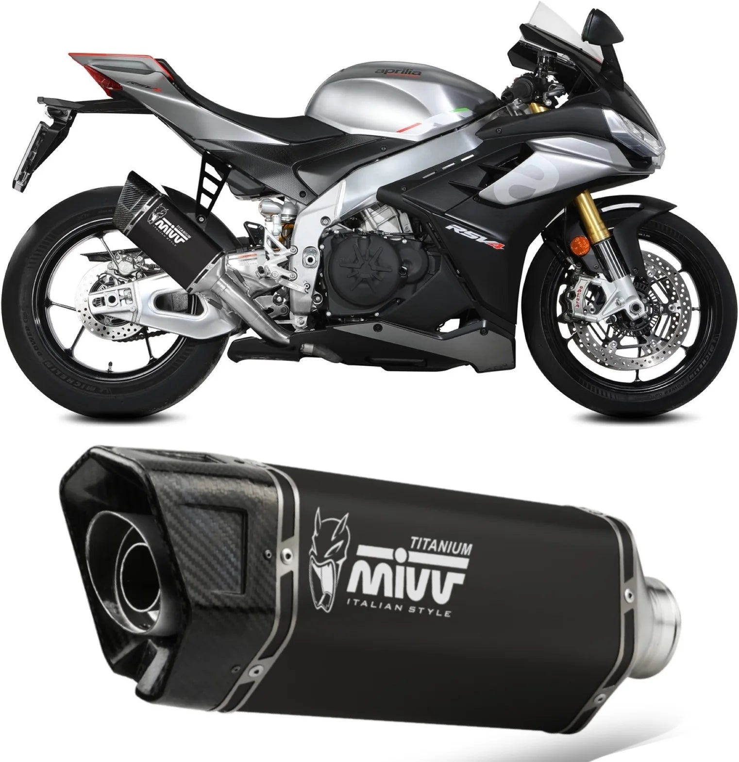 Terminale Di Scarico Non Catalizzato E Senza Omologazione Suono Sr-1 Titanio Nero - Mivv Compatibile Con Aprilia Rsv4 (2021-2024)