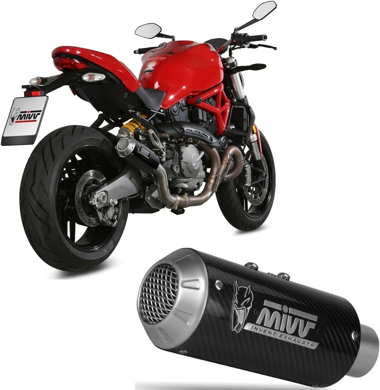 Terminale Di Scarico Non Catalizzato E Senza Omologazione Suono Mk3 Carbonio - Mivv Compatibile Con Ducati Monster 1200 (2017-2021)