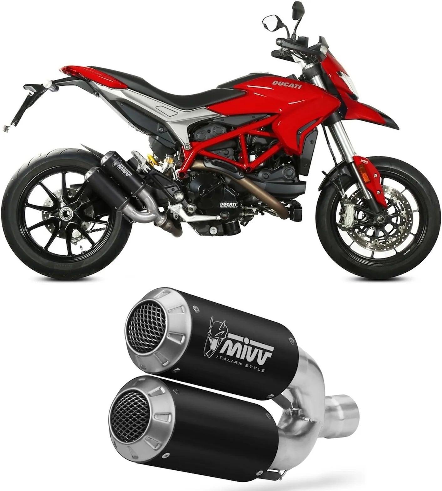 Doppio Terminale Di Scarico Non Catalizzato E Senza Omologazione Suono Mk3 Inox Nero - Mivv Compatibile Con Ducati Hypermotard 939 (2016-2018)