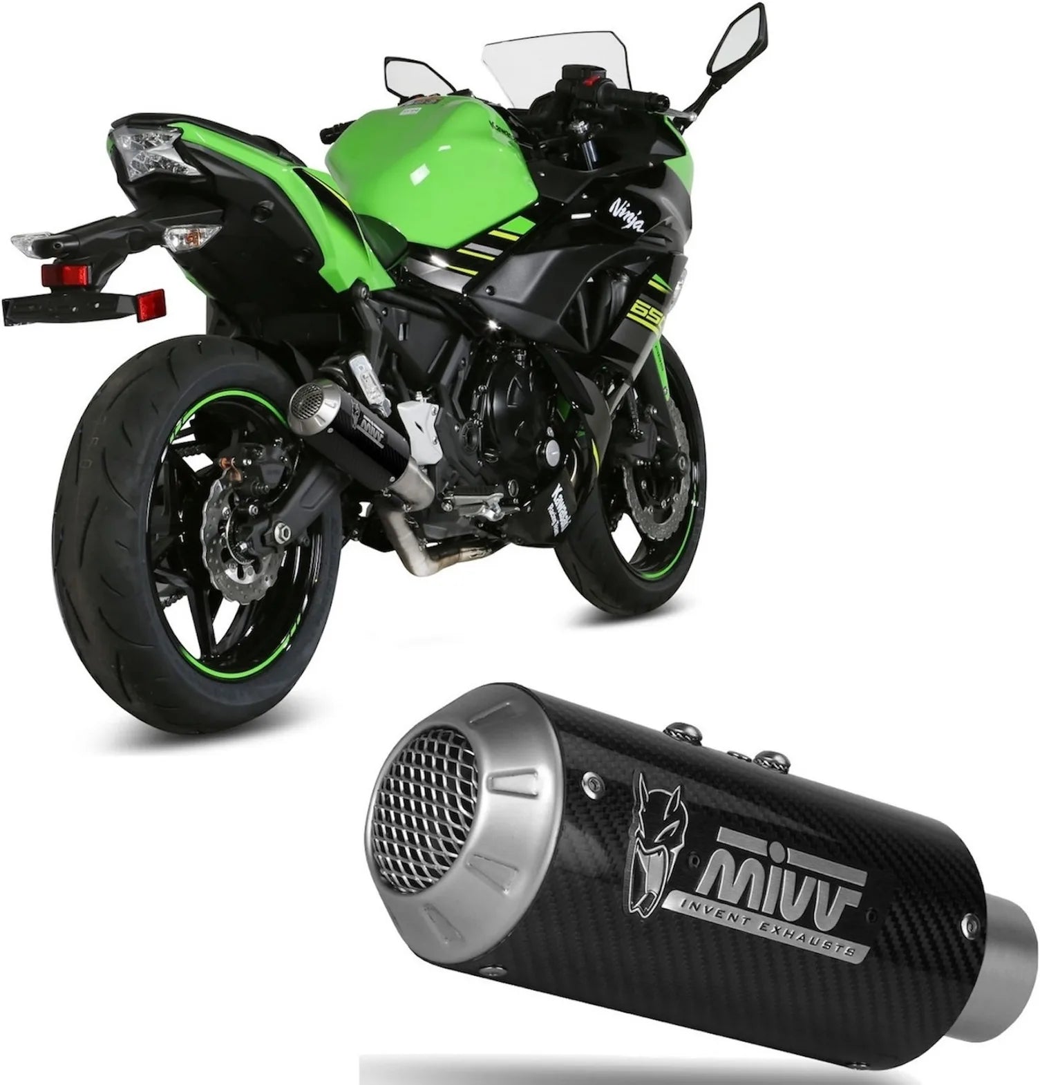 Impianto Di Scarico Completo Non Catalizzato E Senza Omologazione Suono Mk3 Carbonio - Mivv Compatibile Con Kawasaki Ninja 650 (2017-2023)