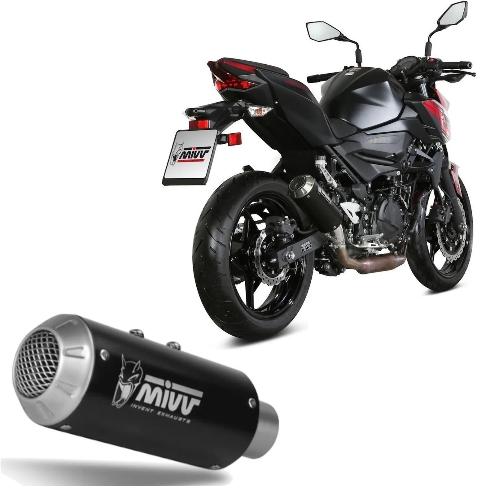 Terminale Di Scarico Non Catalizzato E Senza Omologazione Suono Mk3 Inox Nero - Mivv Compatibile Con Kawasaki Ninja 400 (2018-2020)