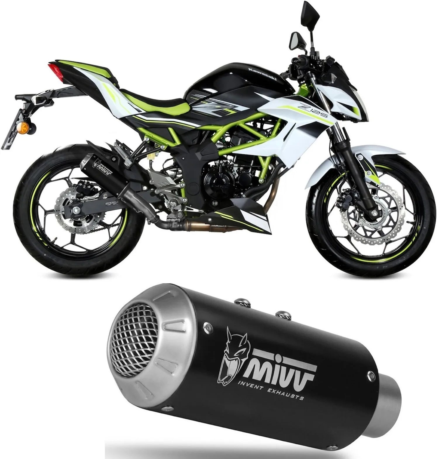 Terminale Di Scarico Non Catalizzato E Senza Omologazione Suono Mk3 Inox Nero - Mivv Compatibile Con Kawasaki Ninja 125 (2019-2024)