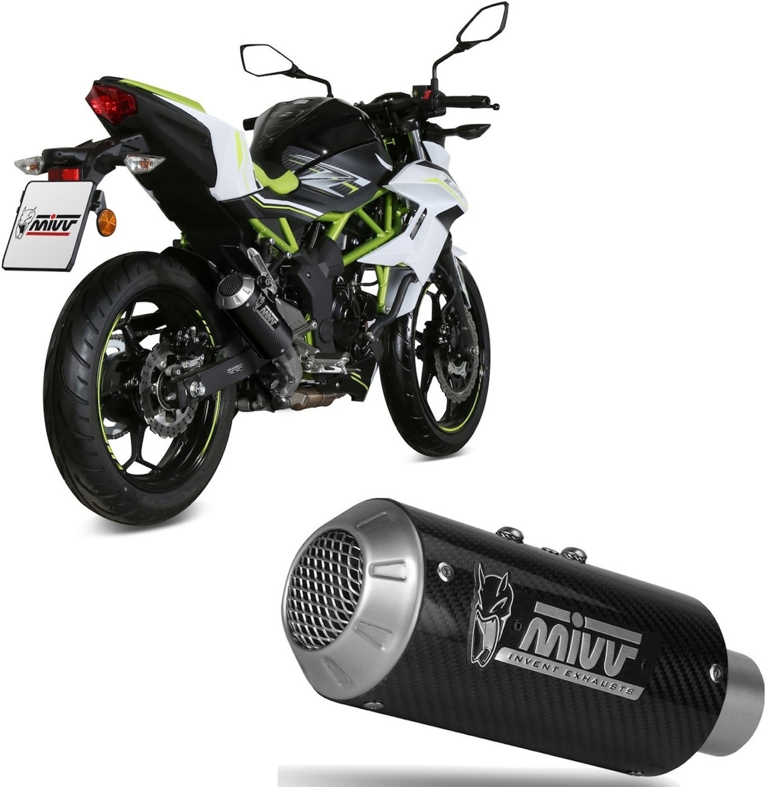 Uncatalysed Exhaust System Without Sound Certification Mk3 Carbon - Mivv Compatible With Kawasaki Ninja 125 (2019-2024)