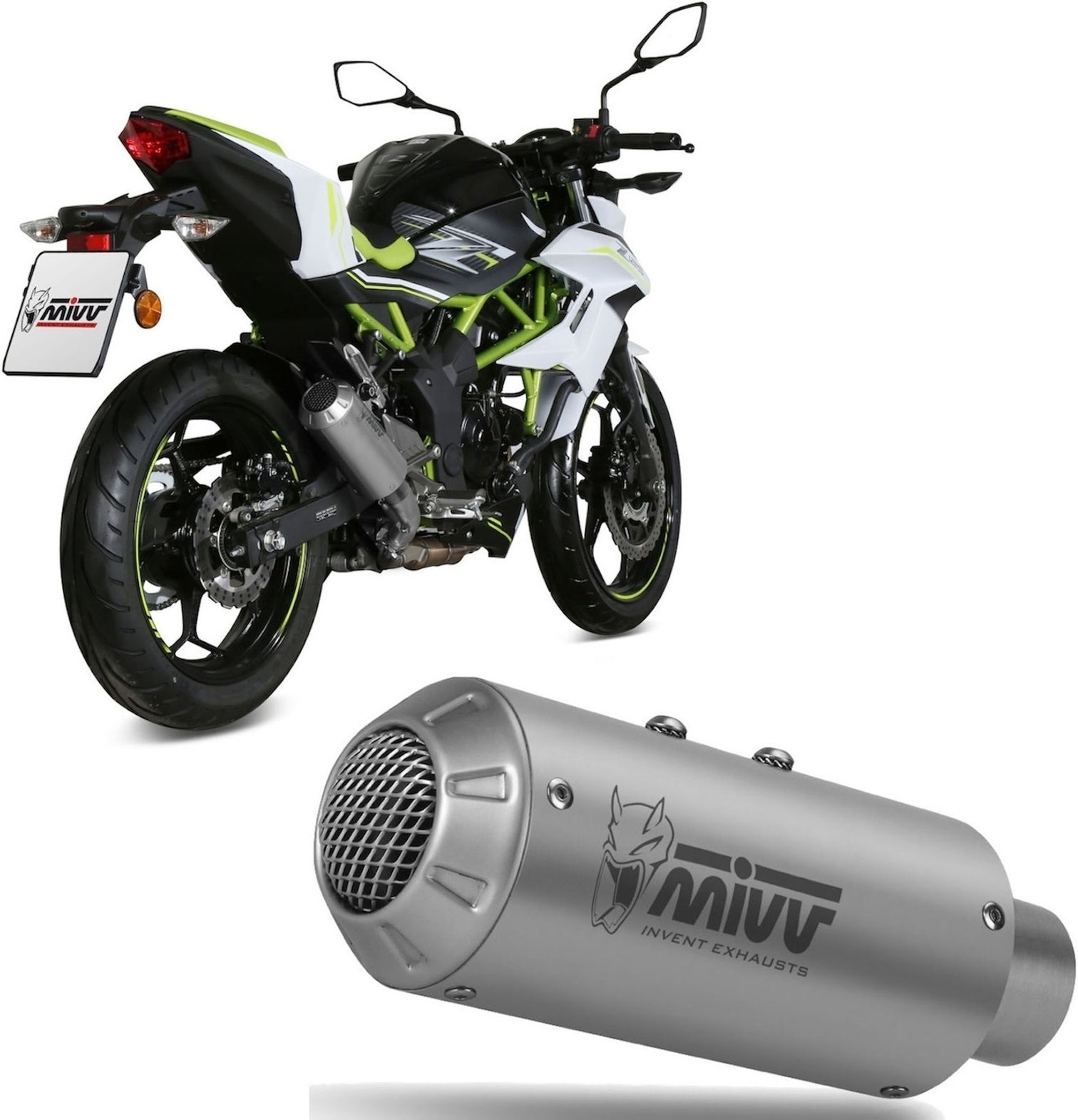 Uncatalysed Exhaust System Without Sound Certification Mk3 Stainless Steel - Mivv Compatible With Kawasaki Z 125 (2019-2024)