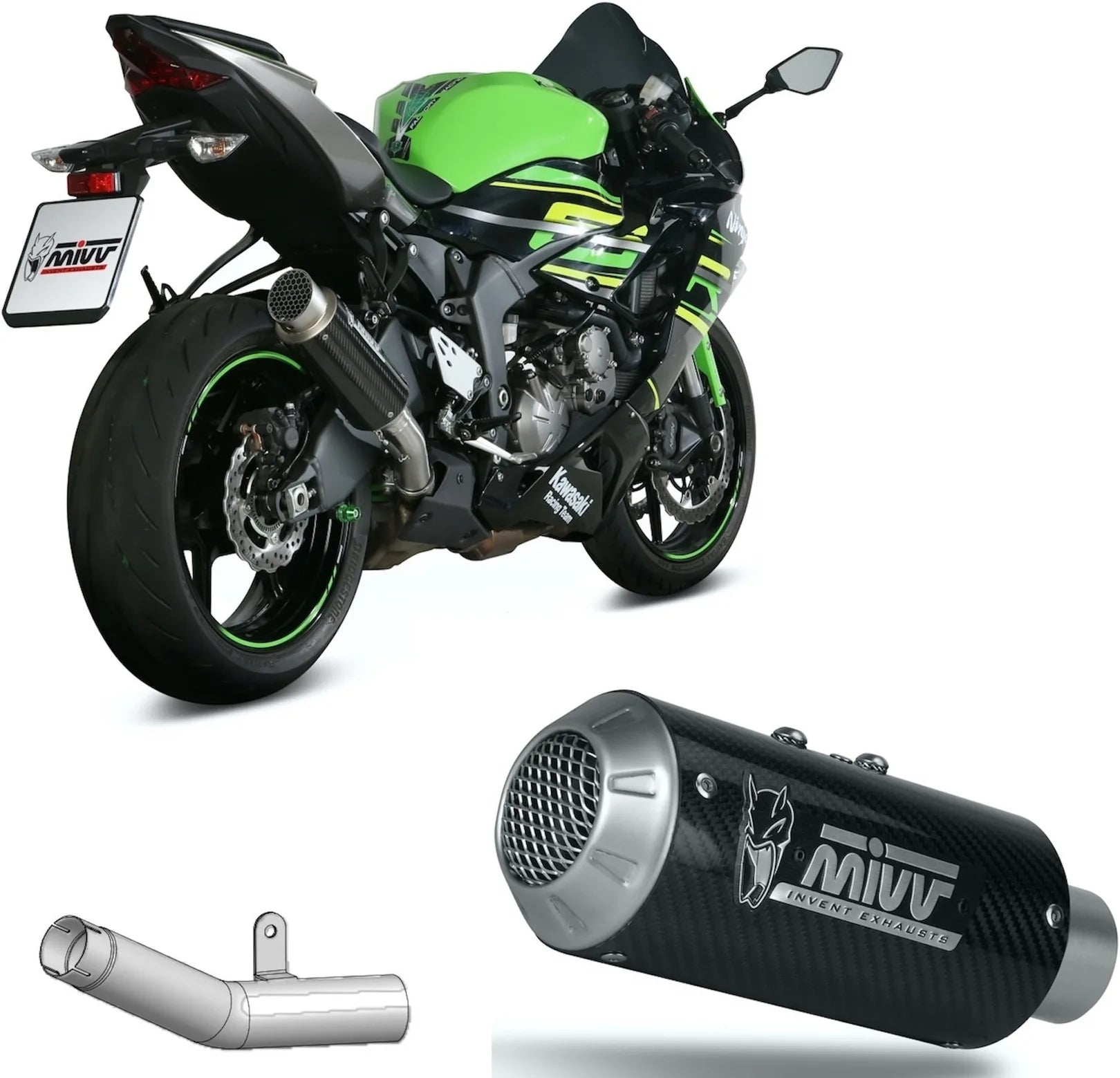 Terminale Di Scarico Non Catalizzato E Senza Omologazione Suono Mk3 Carbonio - Mivv Compatibile Con Kawasaki Zx 6R 636 (2019-2020)