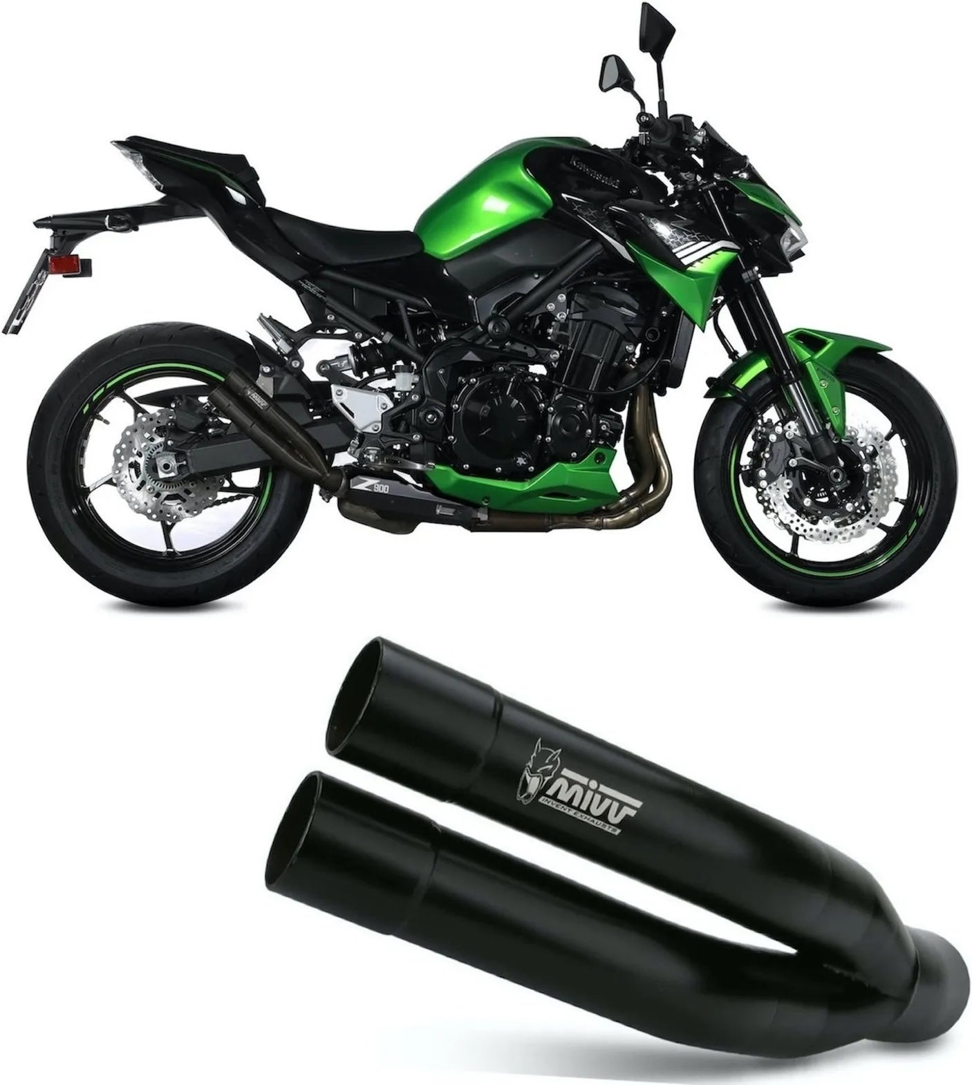 Terminale Di Scarico Non Catalizzato E Senza Omologazione Suono Double Gun Inox Nero - Mivv Compatibile Con Kawasaki Z 900 (2020-2024)