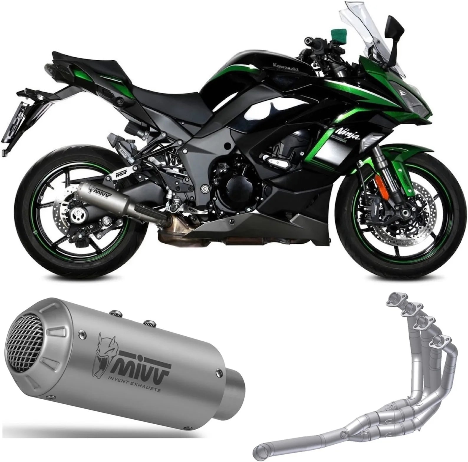 Impianto Di Scarico Completo Non Catalizzato E Senza Omologazione Suono Mk3 Inox - Mivv Compatibile Con Kawasaki Ninja 1000 Sx (2020-2024)