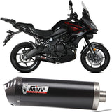Impianto Di Scarico Completo Non Catalizzato E Senza Omologazione Suono Oval Inox Nero Carbonio - Mivv Compatibile Con Kawasaki Versys 650 (2021-2023)