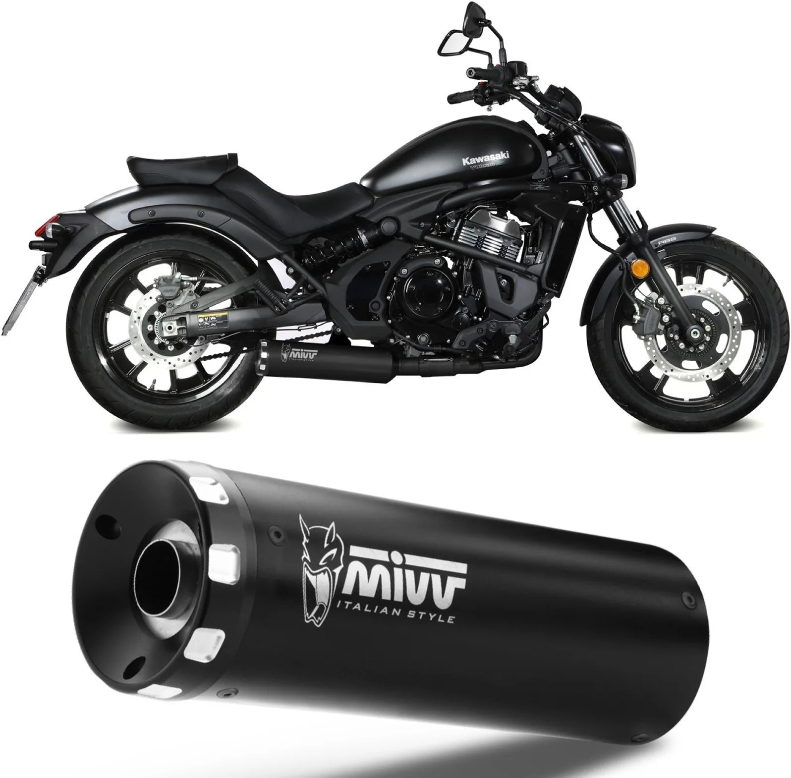 Impianto Di Scarico Completo Non Catalizzato E Senza Omologazione Suono Hr-1 Inox Nero - Mivv Compatibile Con Kawasaki Vulcan S (2017-2023)