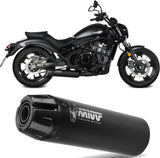 Impianto Di Scarico Completo Non Catalizzato E Senza Omologazione Suono Hr-1 Inox Nero Carbonio - Mivv Compatibile Con Kawasaki Vulcan S (2017-2023)