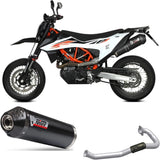 Impianto Di Scarico Completo Non Catalizzato E Senza Omologazione Suono Oval Inox Nero Carbonio - Mivv Compatibile Con Ktm 690 Smc R (2020-2024)