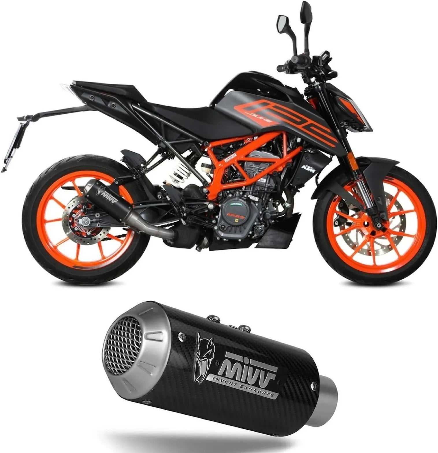 Terminale Di Scarico Non Catalizzato E Senza Omologazione Suono Mk3 Inox Nero - Mivv Compatibile Con Ktm 125 Duke (2021-2023)