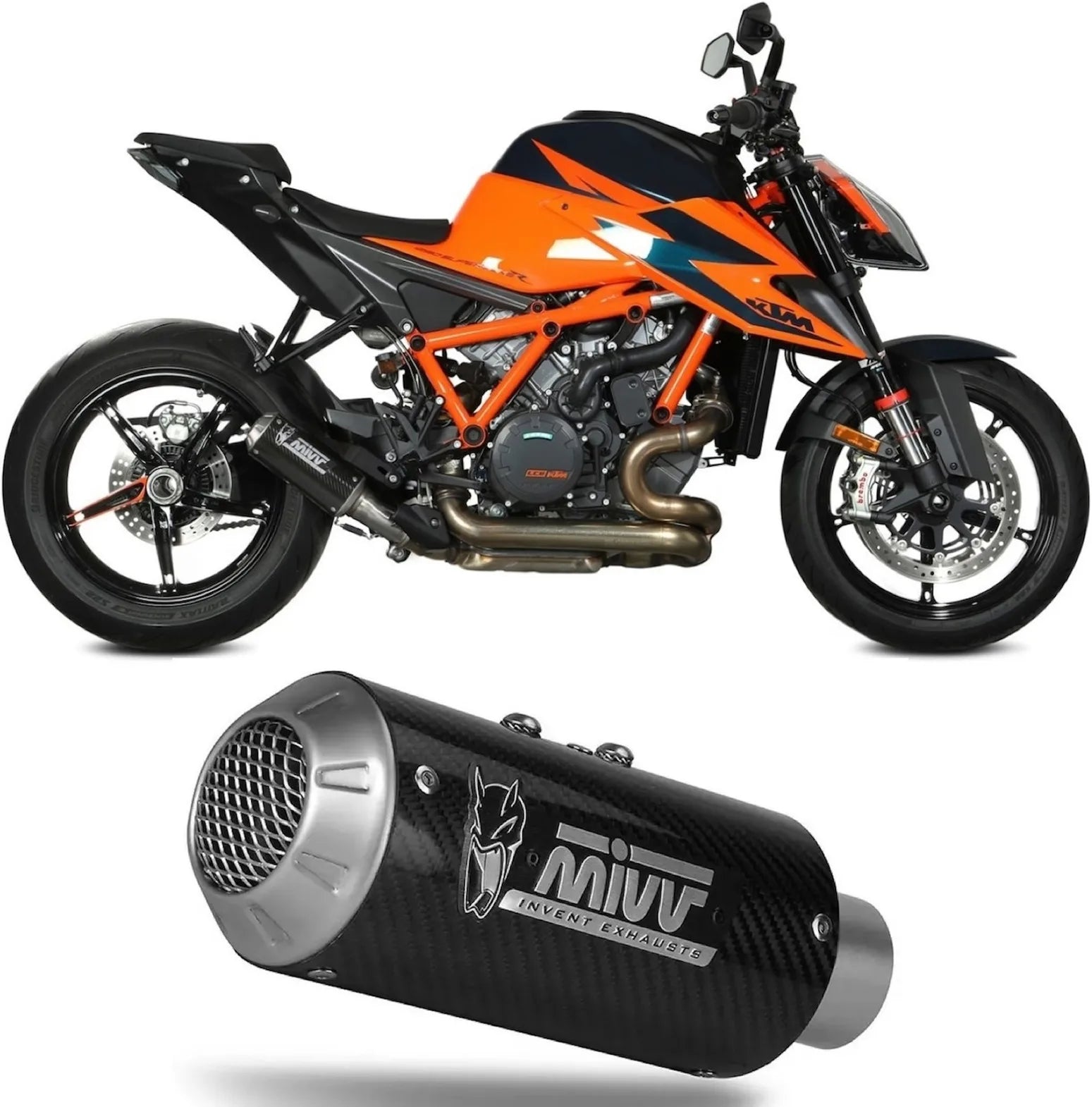 Terminale Di Scarico Non Catalizzato E Senza Omologazione Suono Mk3 Carbonio - Mivv Compatibile Con Ktm Duke 1290 (2020-2024)