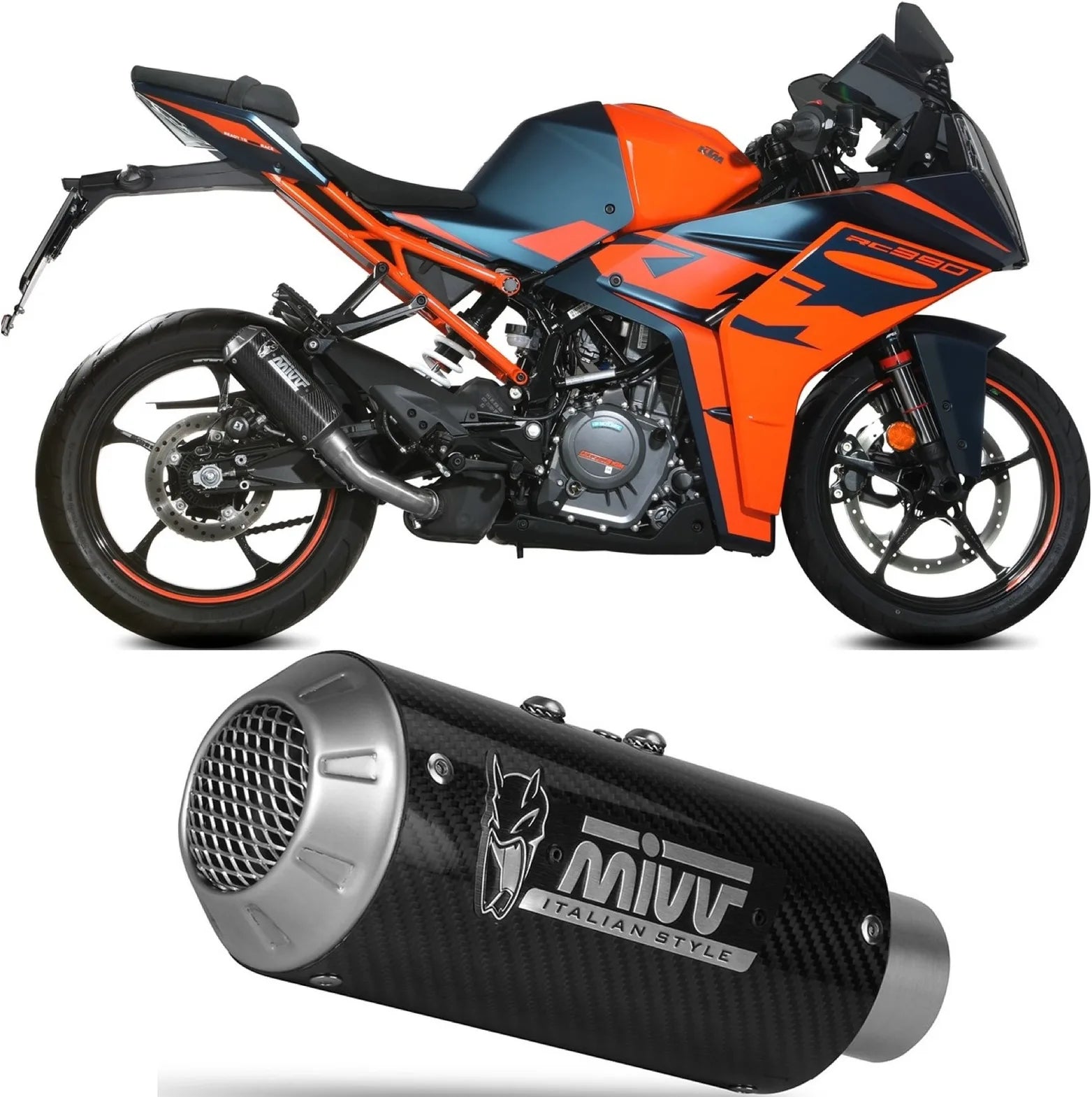 Terminale Di Scarico Non Catalizzato E Senza Omologazione Suono Mk3 Carbonio - Mivv Compatibile Con Ktm Rc 390 (2021-2024)