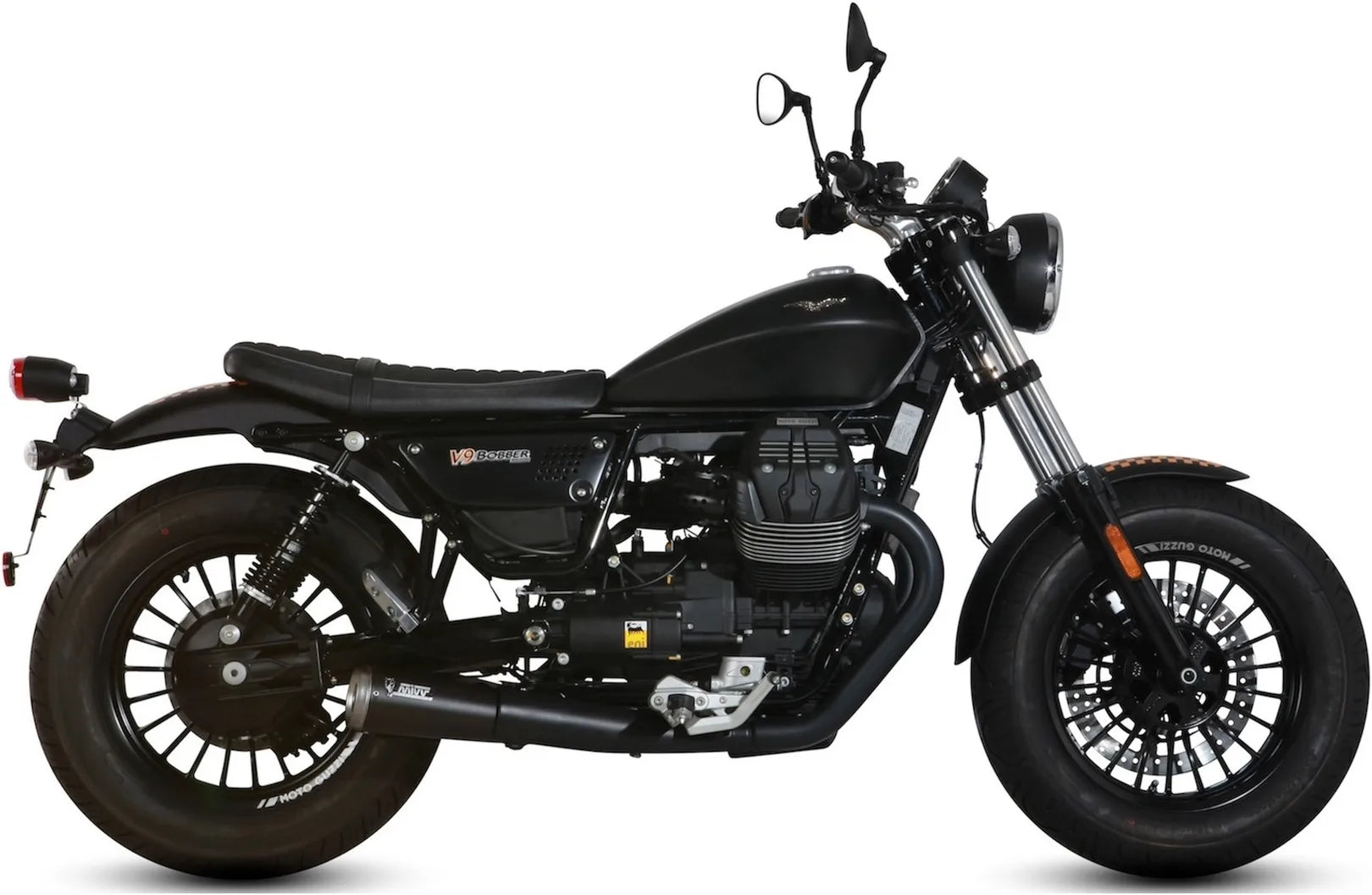 Doppio Terminale Di Scarico Non Catalizzato E Senza Omologazione Suono Ghibli Inox Nero - Mivv Compatibile Con Moto Guzzi V9 Roamer (2016-2020)