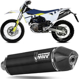 Impianto Di Scarico Completo Non Catalizzato E Senza Omologazione Suono Str1 Inox Nero - Mivv Compatibile Con Husqvarna 701 Enduro - Supermoto (2021-2024)
