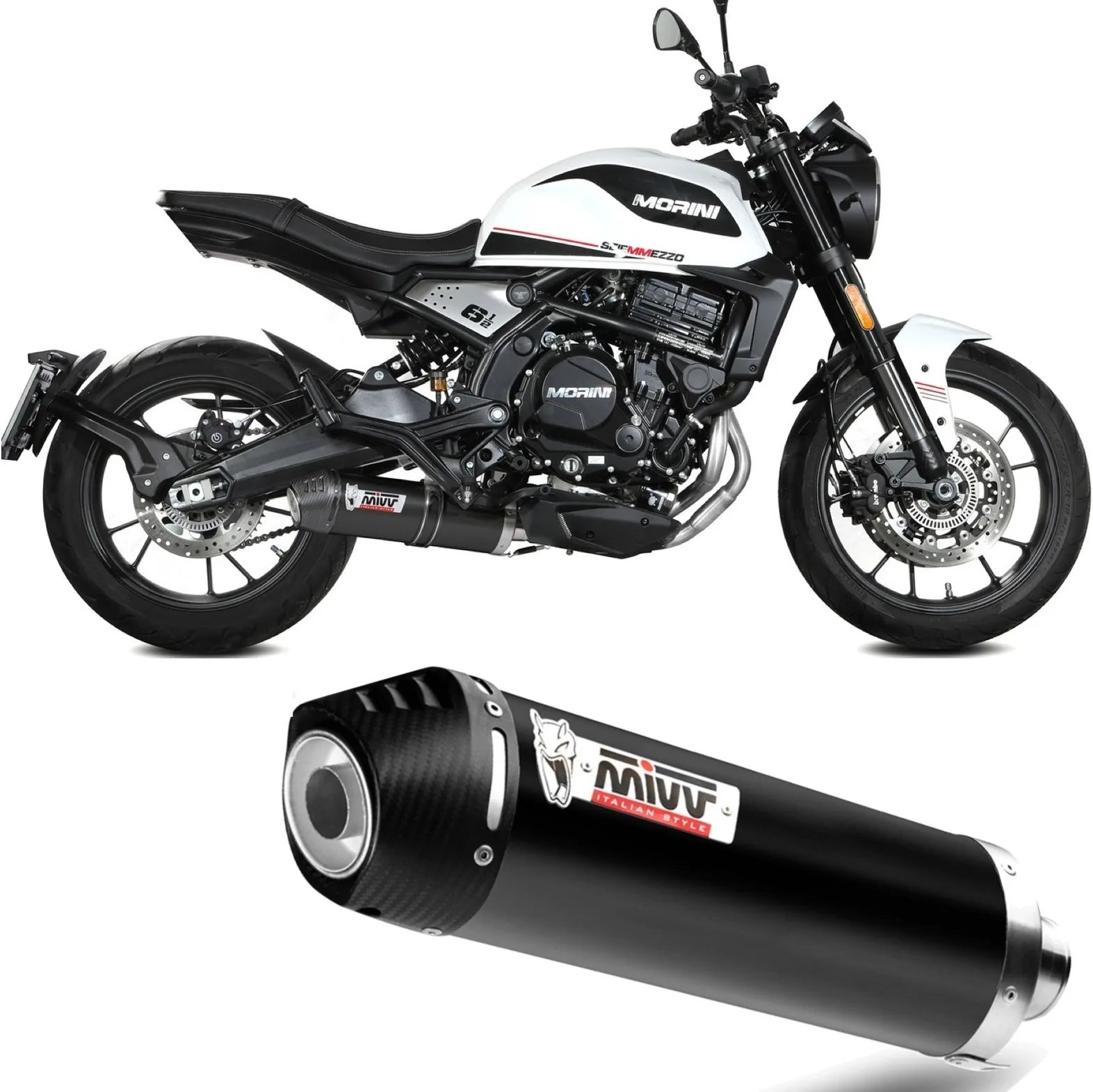 Terminale Di Scarico Non Catalizzato E Senza Omologazione Suono Oval Inox Nero Carbonio - Mivv Compatibile Con Moto Morini Seiemmezzo Scr 650 (2022-2024)