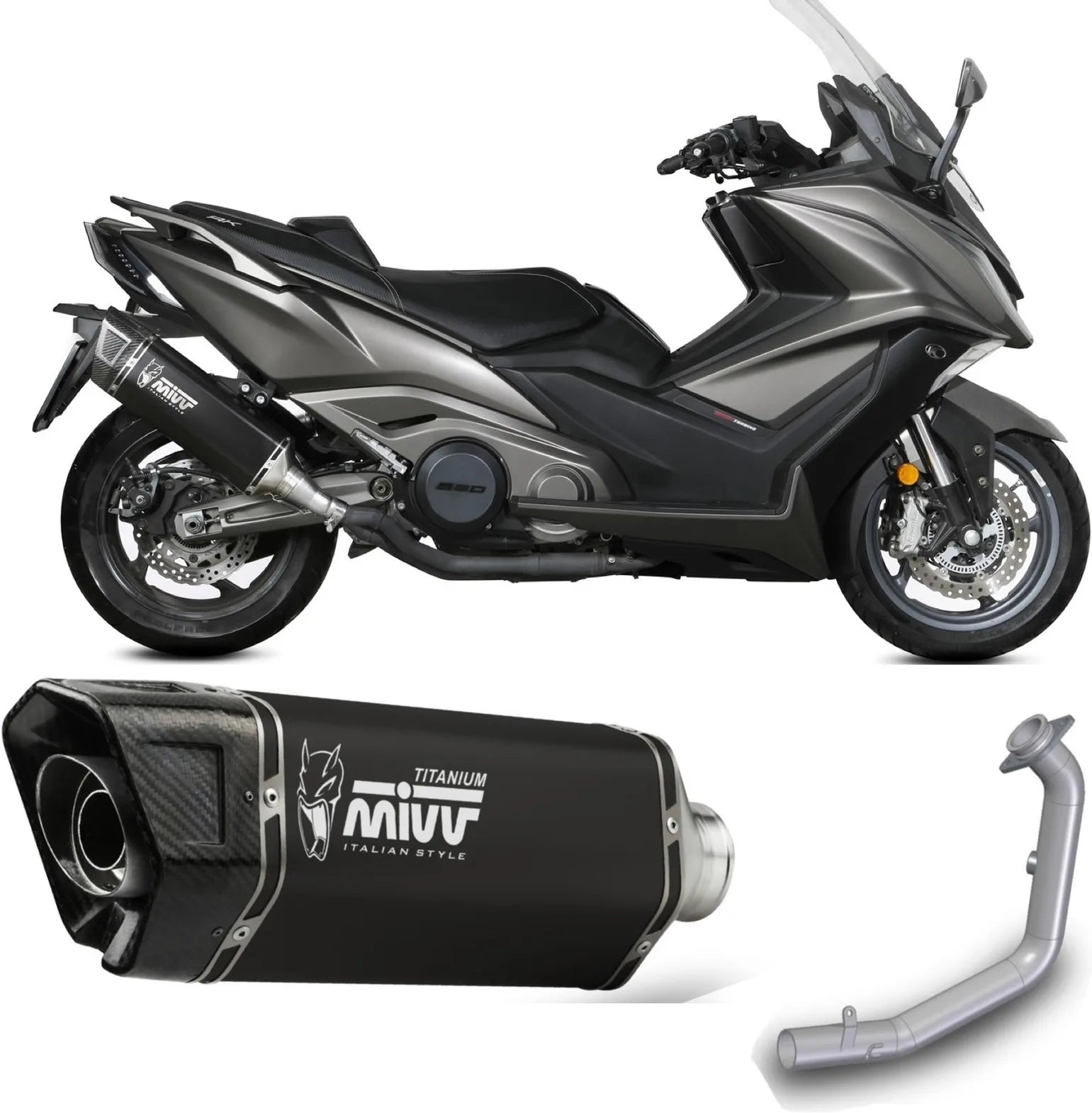 Terminale Di Scarico Catalizzato E Con Omologazione Suono Sr-1 Titanio Nero - Mivv Compatibile Con Kymco Ak 550 (2021-2024)