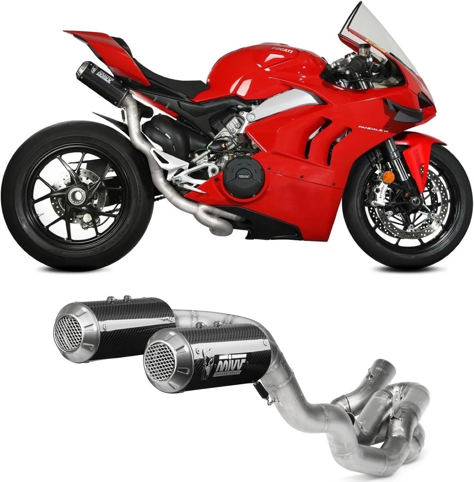 Impianto Di Scarico Completo Non Catalizzato E Senza Omologazione Suono Mk3 Carbonio - Mivv Compatibile Con Ducati Panigale V4 (2018-2022)