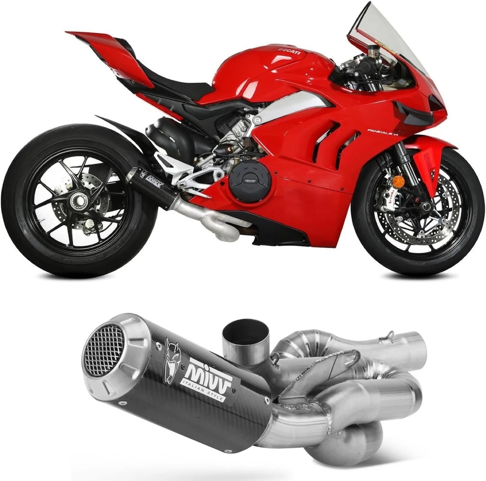 Impianto Di Scarico Completo Non Catalizzato E Senza Omologazione Suono Mk3 Carbonio - Mivv Compatibile Con Ducati Panigale V4 (2018-2022)