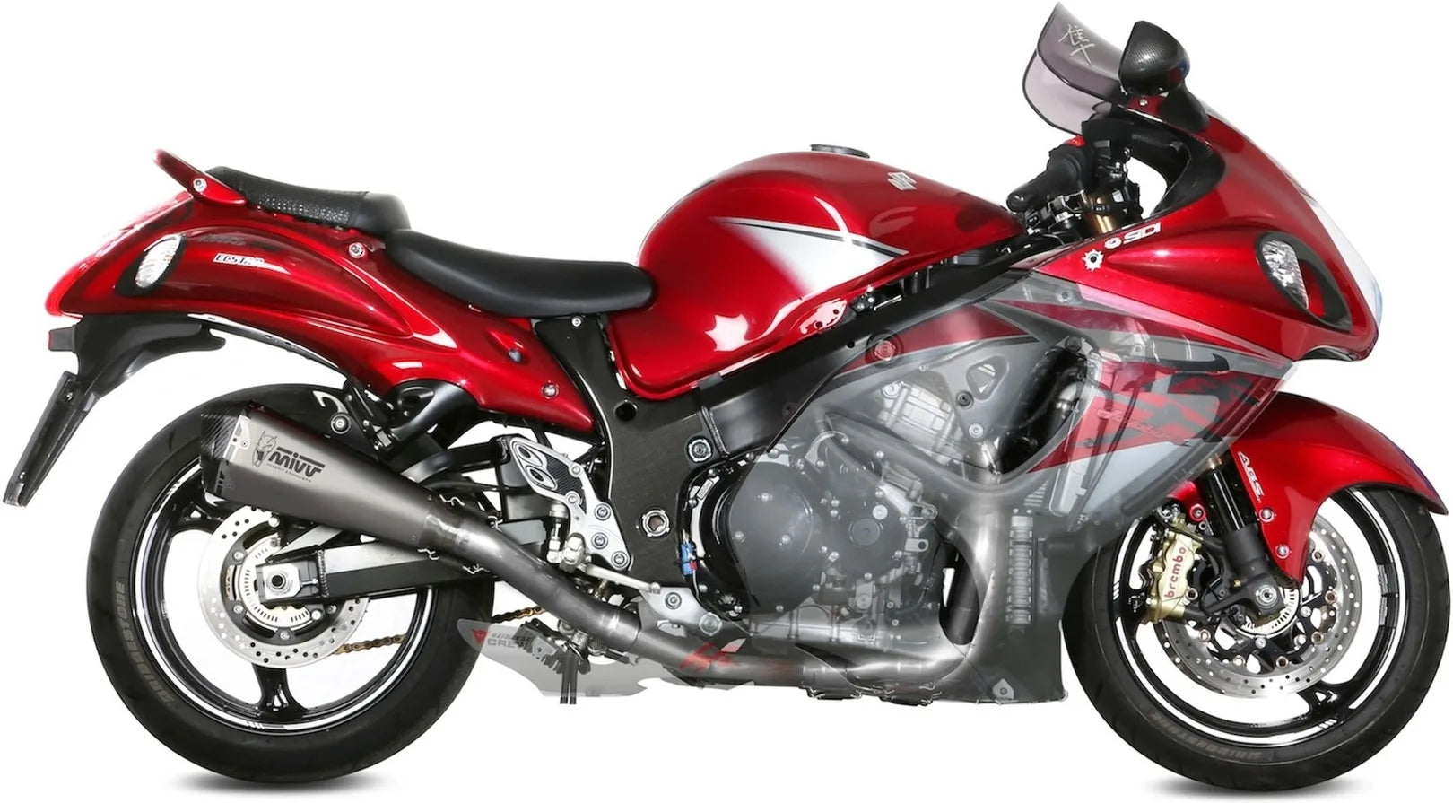 Impianto Di Scarico Completo Non Catalizzato E Senza Omologazione Suono Delta Race Full Titanio Carbonio - Mivv Compatibile Con Suzuki Gsx-R 1300 Hayabusa (2008-2017)