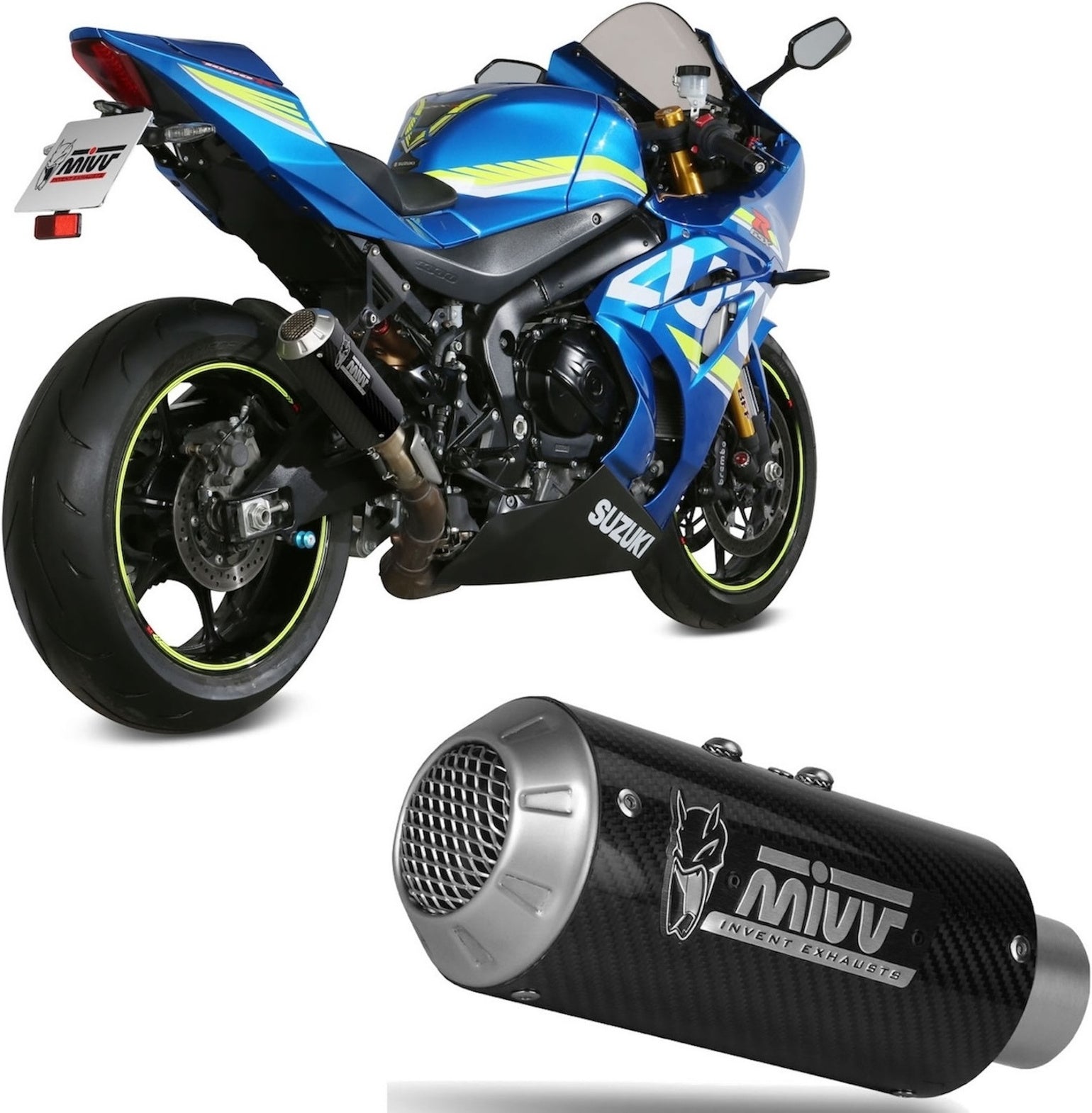 Uncatalysed Exhaust System Without Sound Certification Mk3 Carbon - Mivv Compatible With Suzuki Gsx-R 1000 (2017-2020)