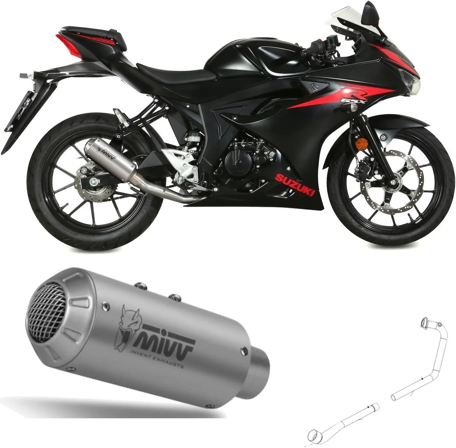 Impianto Di Scarico Completo Non Catalizzato E Senza Omologazione Suono Mk3 Inox - Mivv Compatibile Con Suzuki Gsx-S 125 (2017-2020)