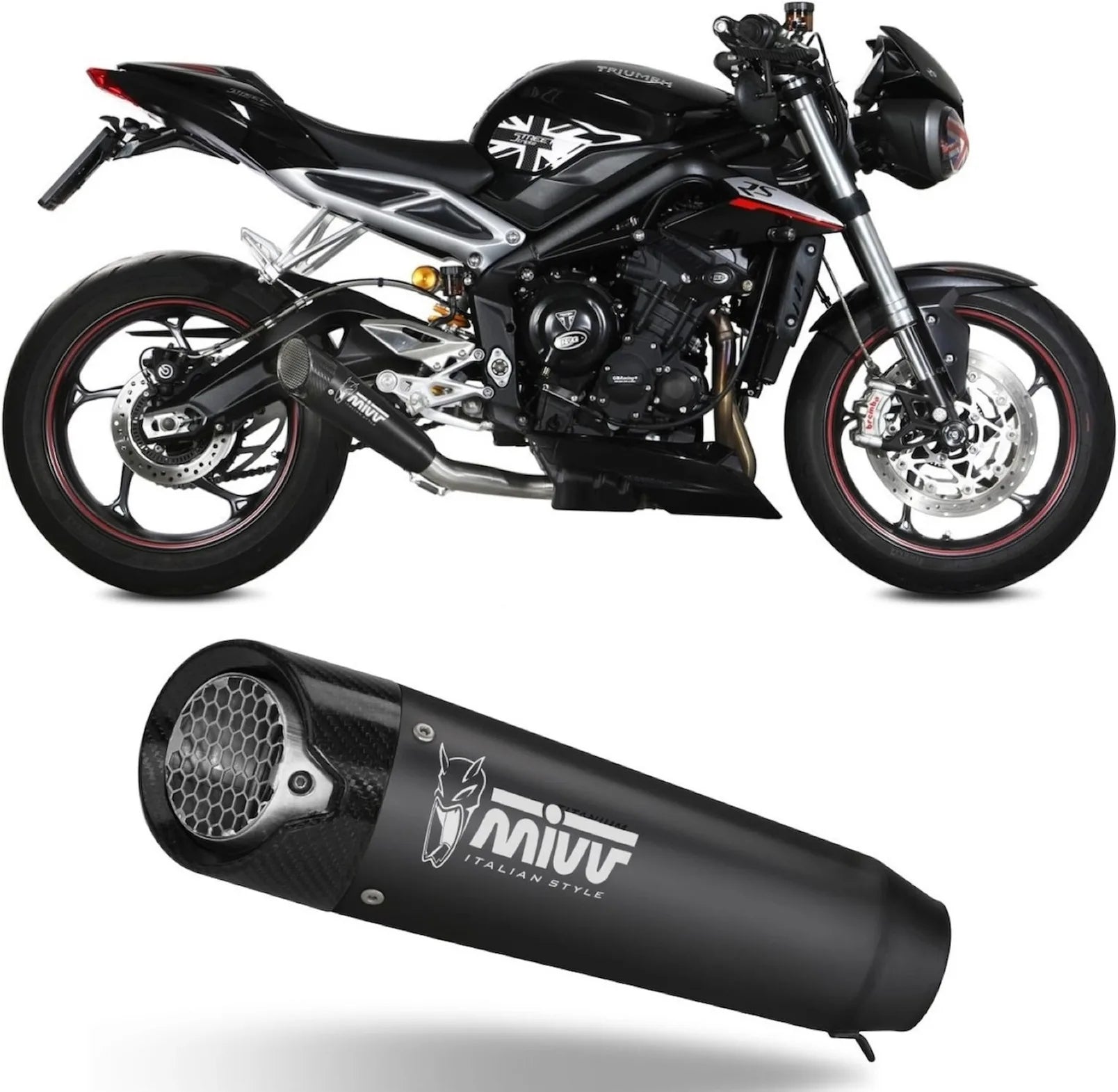 Terminale Di Scarico Non Catalizzato E Senza Omologazione Suono X-M5 Inox Nero Carbonio - Mivv Compatibile Con Triumph Street Triple 660 S (2017-2022)