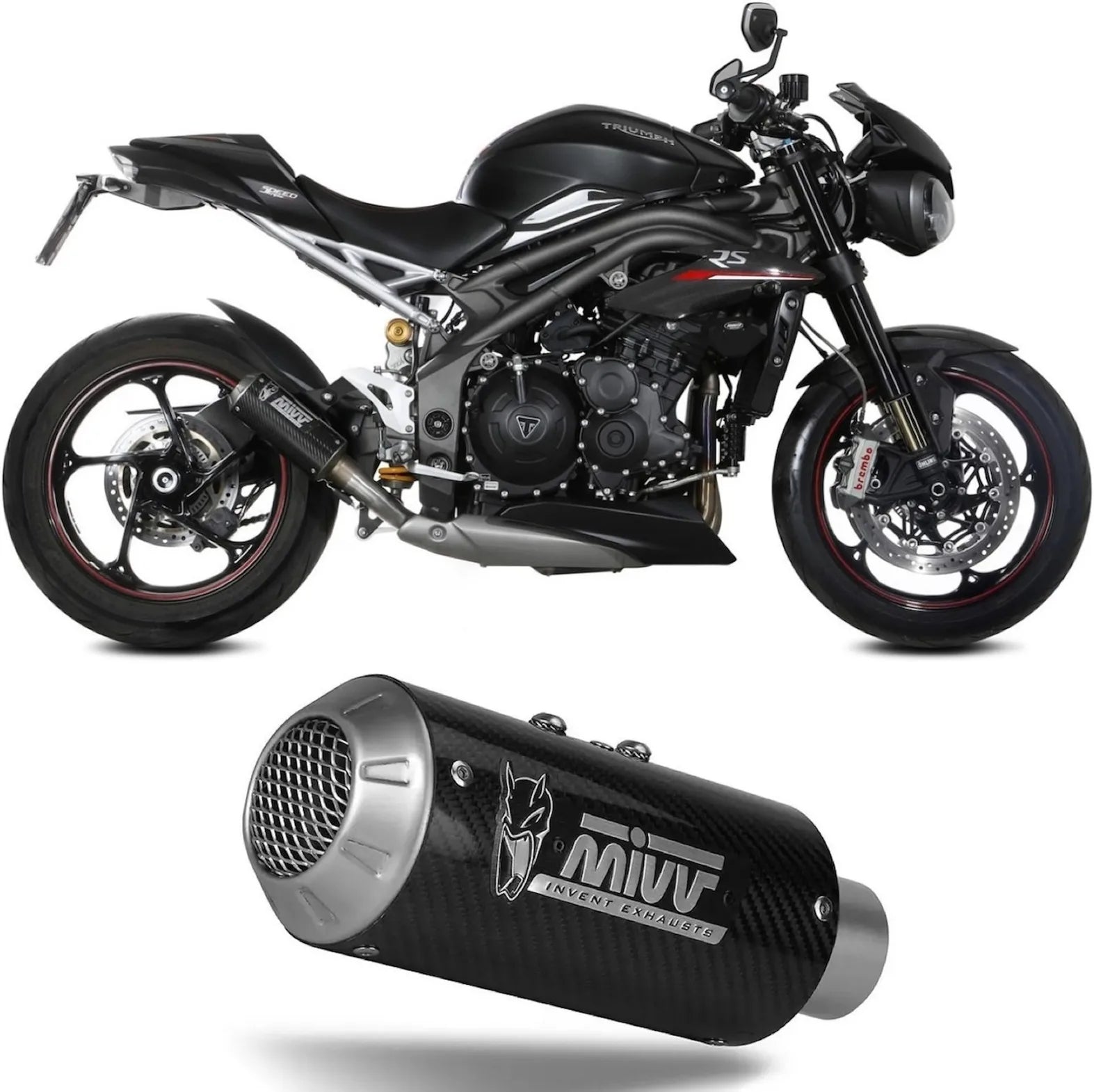 Terminale Di Scarico Non Catalizzato E Senza Omologazione Suono Mk3 Carbonio - Mivv Compatibile Con Triumph Speed Triple R - S (2018-2020)