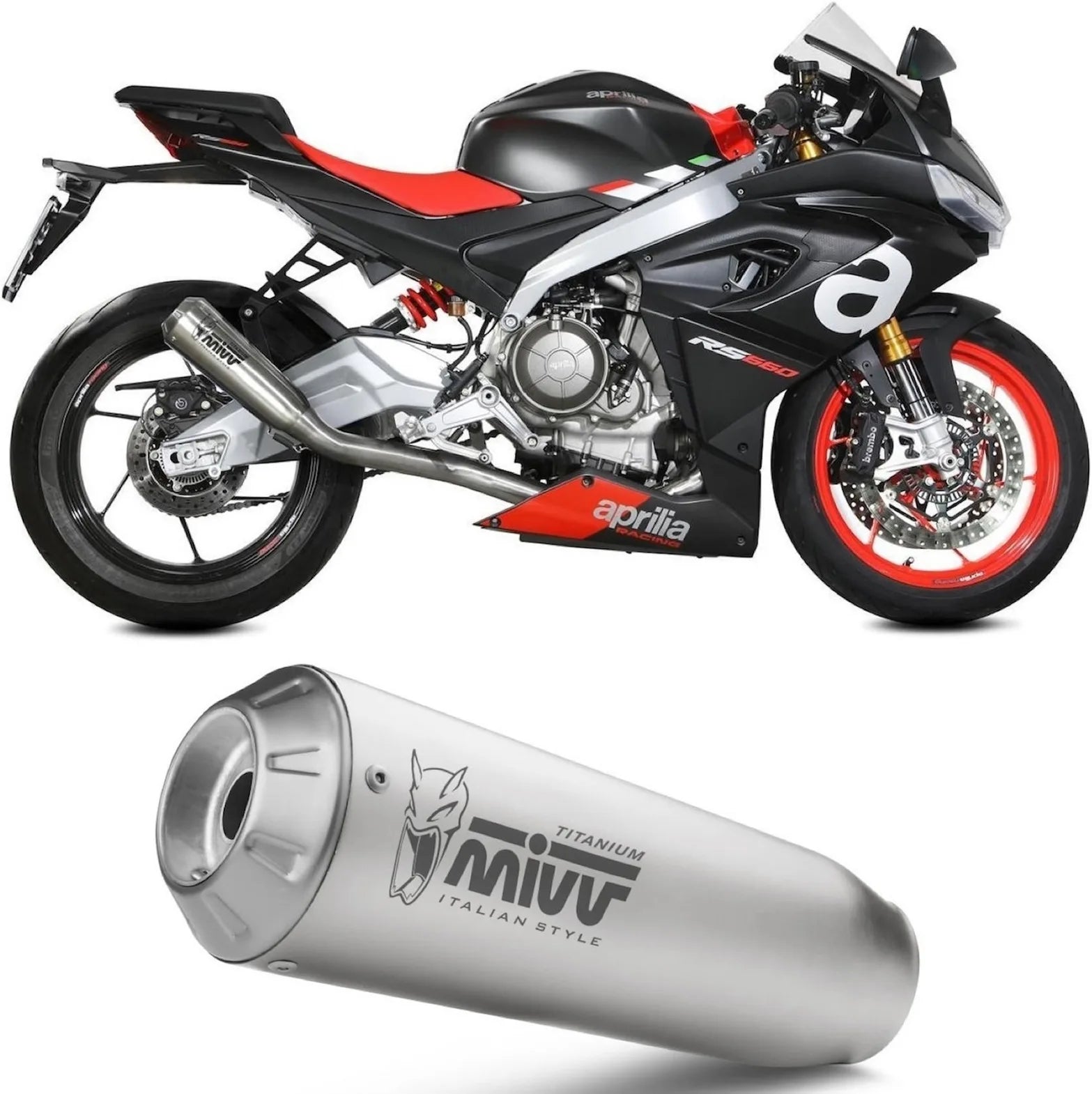Impianto Di Scarico Completo Non Catalizzato E Senza Omologazione Suono X-M1 Titanio - Mivv Compatibile Con Aprilia Tuono 660 (2021-2024)