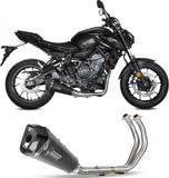 Impianto Di Scarico Completo Non Catalizzato E Senza Omologazione Suono Delta Race Inox Nero Carbonio - Mivv Compatibile Con Yamaha Fz-07 (2021-2024)