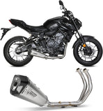 Impianto Di Scarico Completo Non Catalizzato E Senza Omologazione Suono Delta Race Inox Carbonio - Mivv Compatibile Con Yamaha Mt-07 (2021-2024)