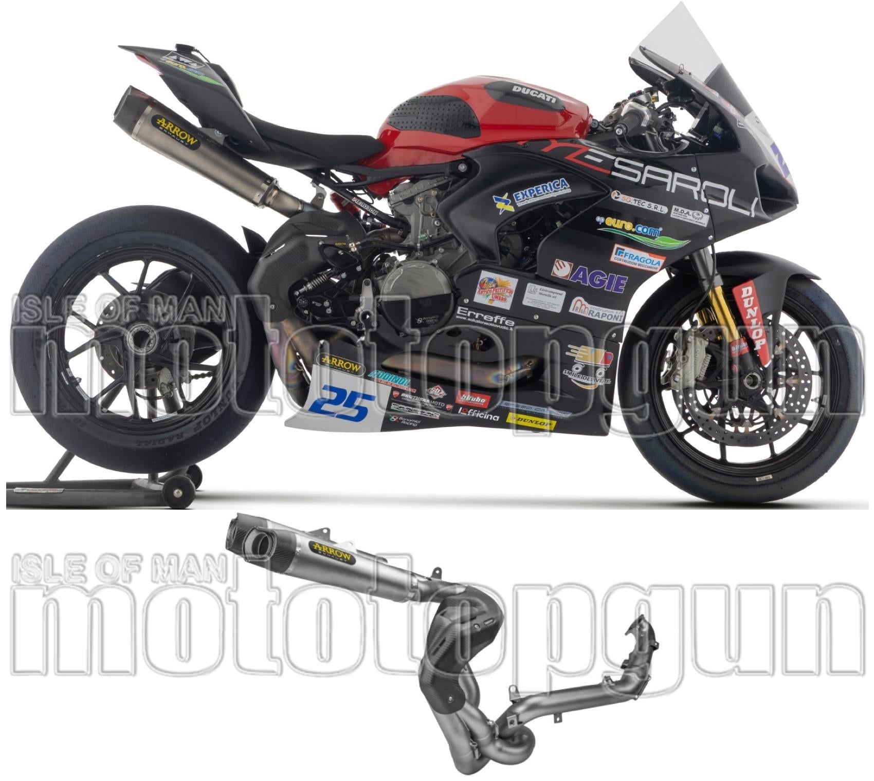 Complete Exhaust System Without Catalytic Converter And Without Sound Certification Indy-Race Competition Evo 2 Titanium Carby End Cap - Arrow Special Parts Compatible With Ducati Panigale V2 (2020-2024)