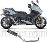Impianto Di Scarico Completo Non Catalizzato E Senza Omologazione Suono Indy-Race Titanio Nero Fondello Carby - Arrow Special Parts Compatibile Con Yamaha T-Max 560 (2025-2026)