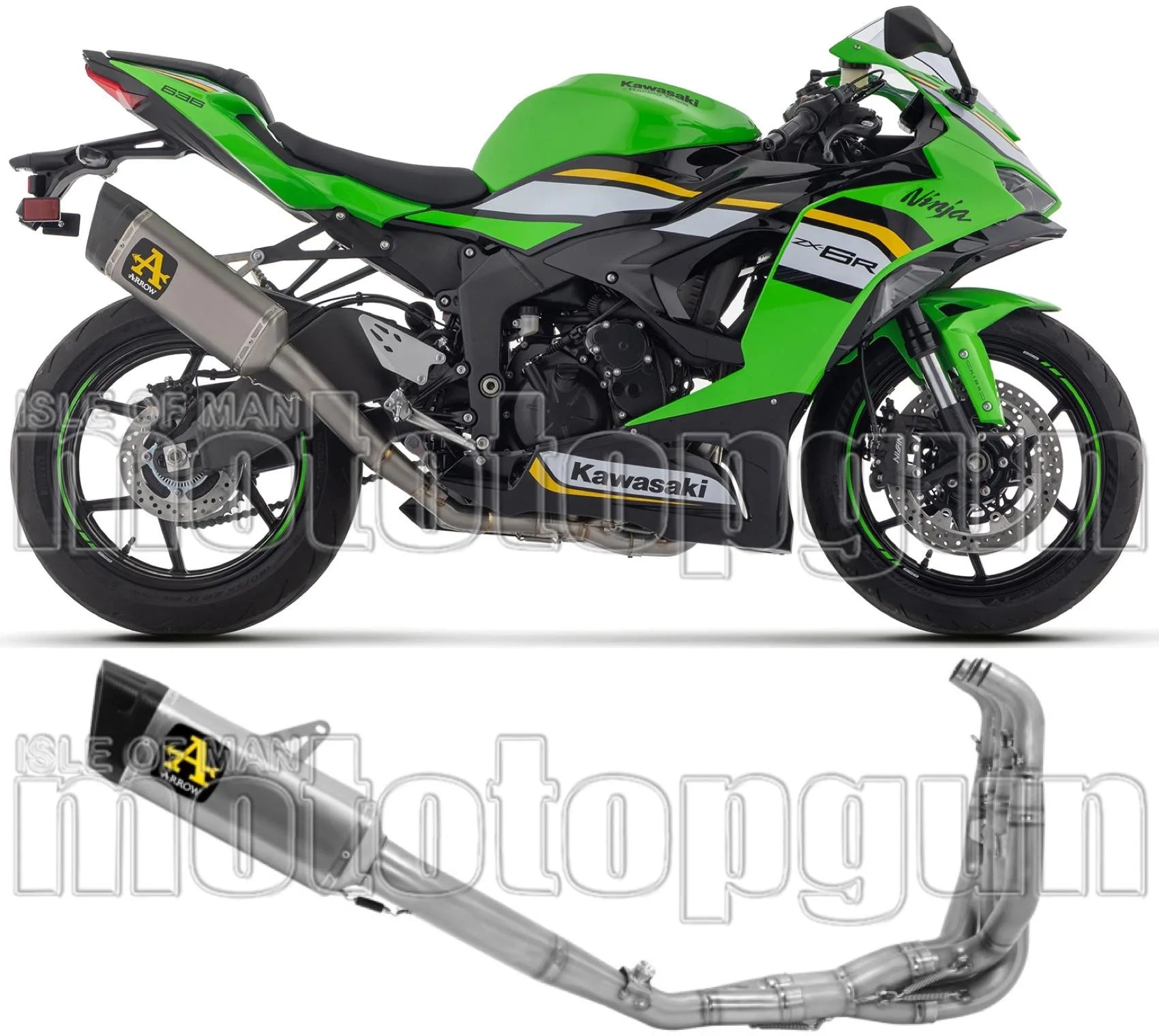 Impianto Di Scarico Completo Non Catalizzato E Senza Omologazione Suono Pista Competition Evo Full Titanio Fondello Carby - Arrow Special Parts Compatibile Con Kawasaki Zx 6R 636 (2024-2026)