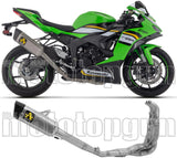Impianto Di Scarico Completo Non Catalizzato E Senza Omologazione Suono Pista Competition Full Titanio Carbonio - Arrow Special Parts Compatibile Con Kawasaki Zx 6R 636 (2024-2026)