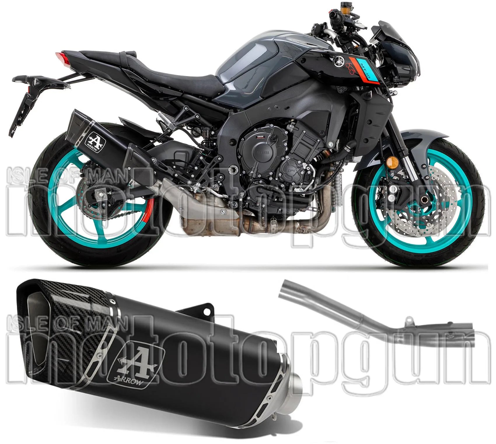 Impianto Di Scarico Completo Non Catalizzato E Senza Omologazione Suono Pista Titanio Nero Carbonio - Arrow Special Parts Compatibile Con Yamaha Mt-10 (2022-2024)