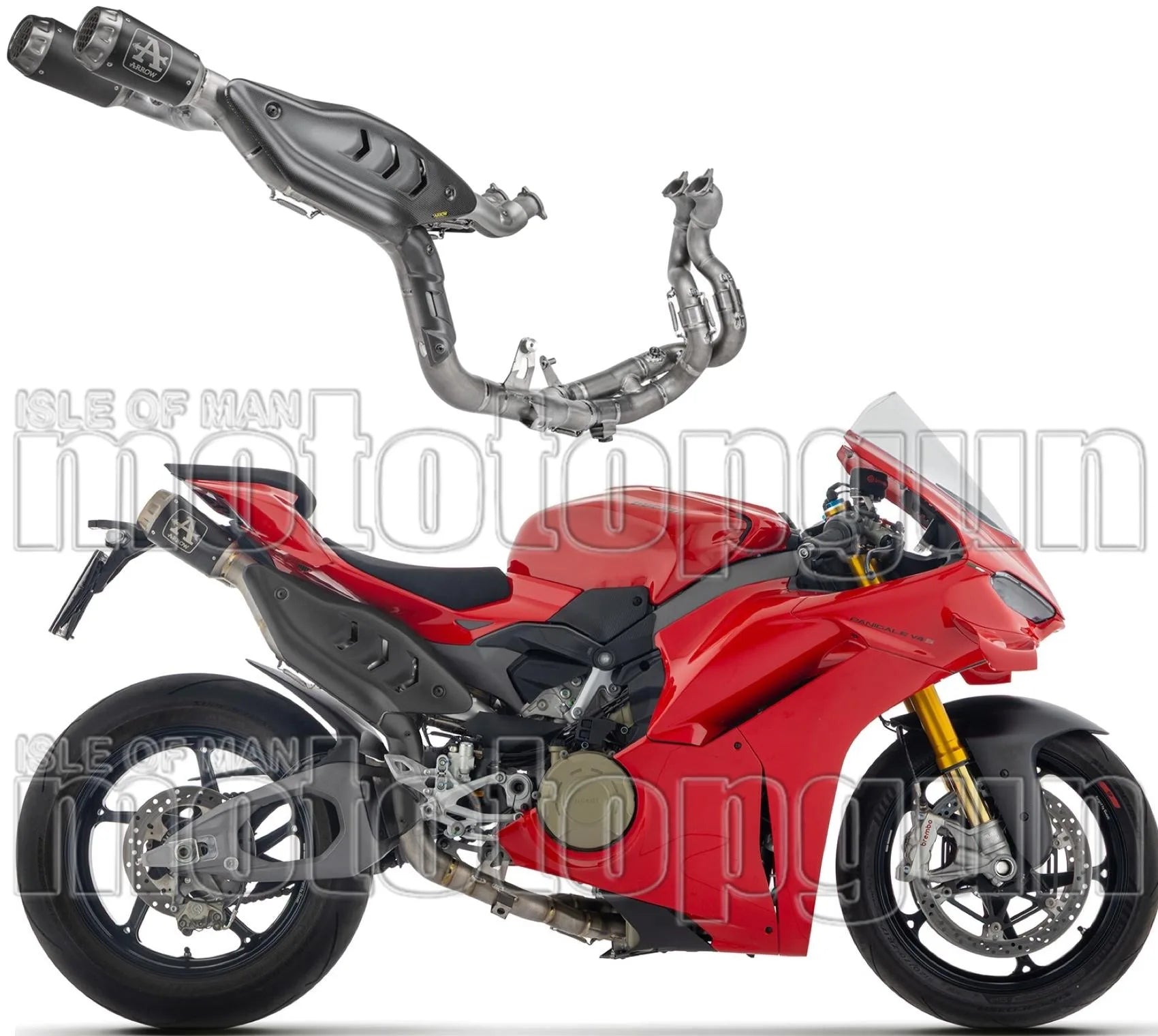 Impianto Di Scarico Completo Non Catalizzato E Senza Omologazione Suono Pro-Race Competition Evo Titanio Nero Fondello Rete - Arrow Special Parts Compatibile Con Ducati Panigale V4 (2025-2026)