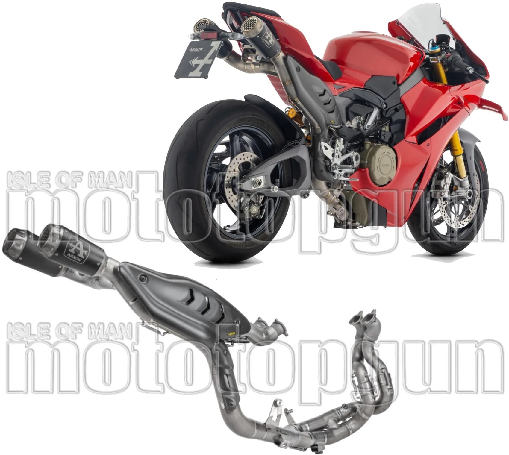 Impianto Di Scarico Completo Non Catalizzato E Senza Omologazione Suono Pro-Race Competition Titanio Nero Fondello Rete - Arrow Special Parts Compatibile Con Ducati Panigale V4 (2025-2026)
