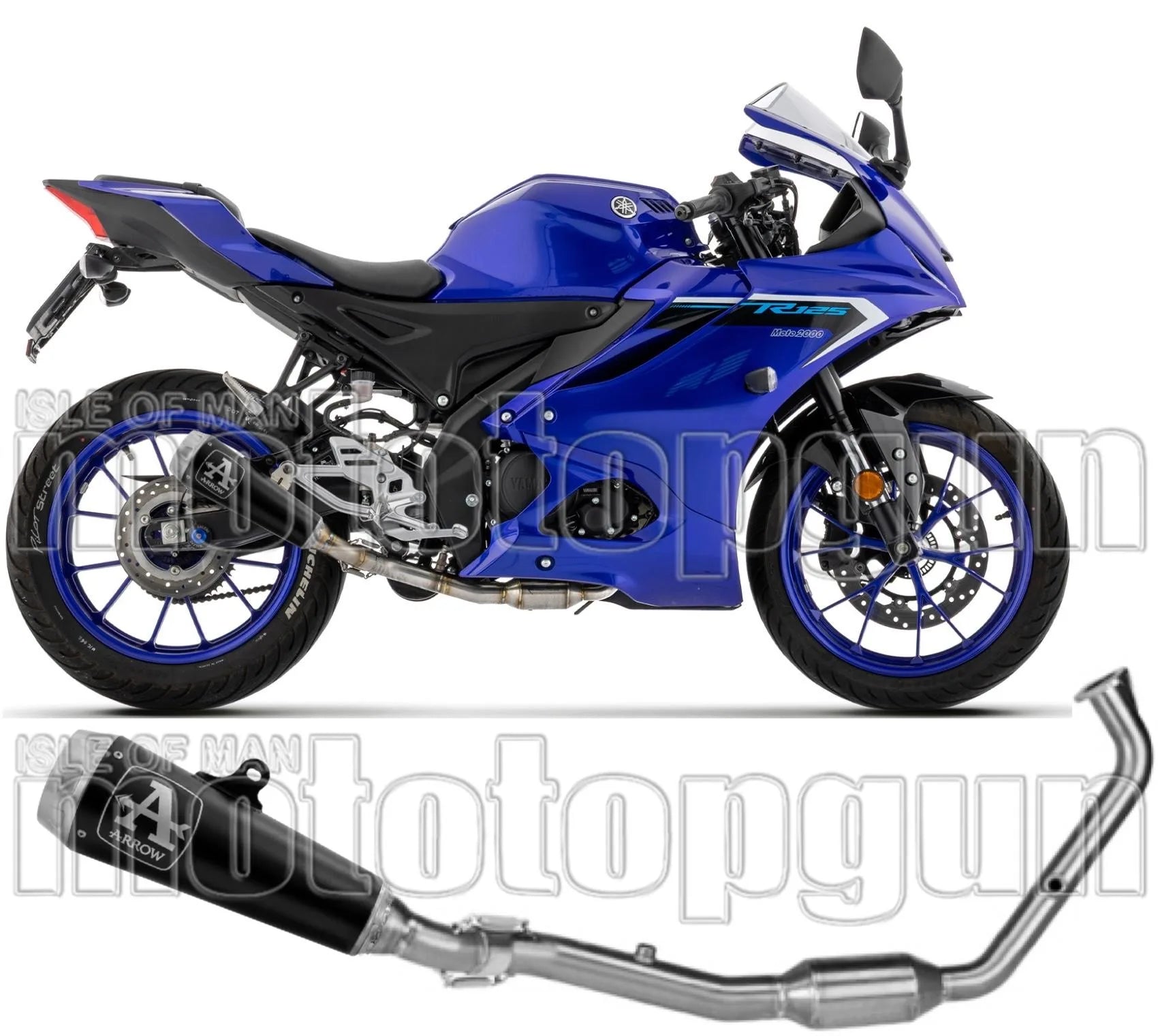 Impianto Di Scarico Completo Non Catalizzato E Senza Omologazione Suono Pro-Race Nichrom Nero Fondello Inox - Arrow Special Parts Compatibile Con Yamaha Yzf R125 (2025-2026)