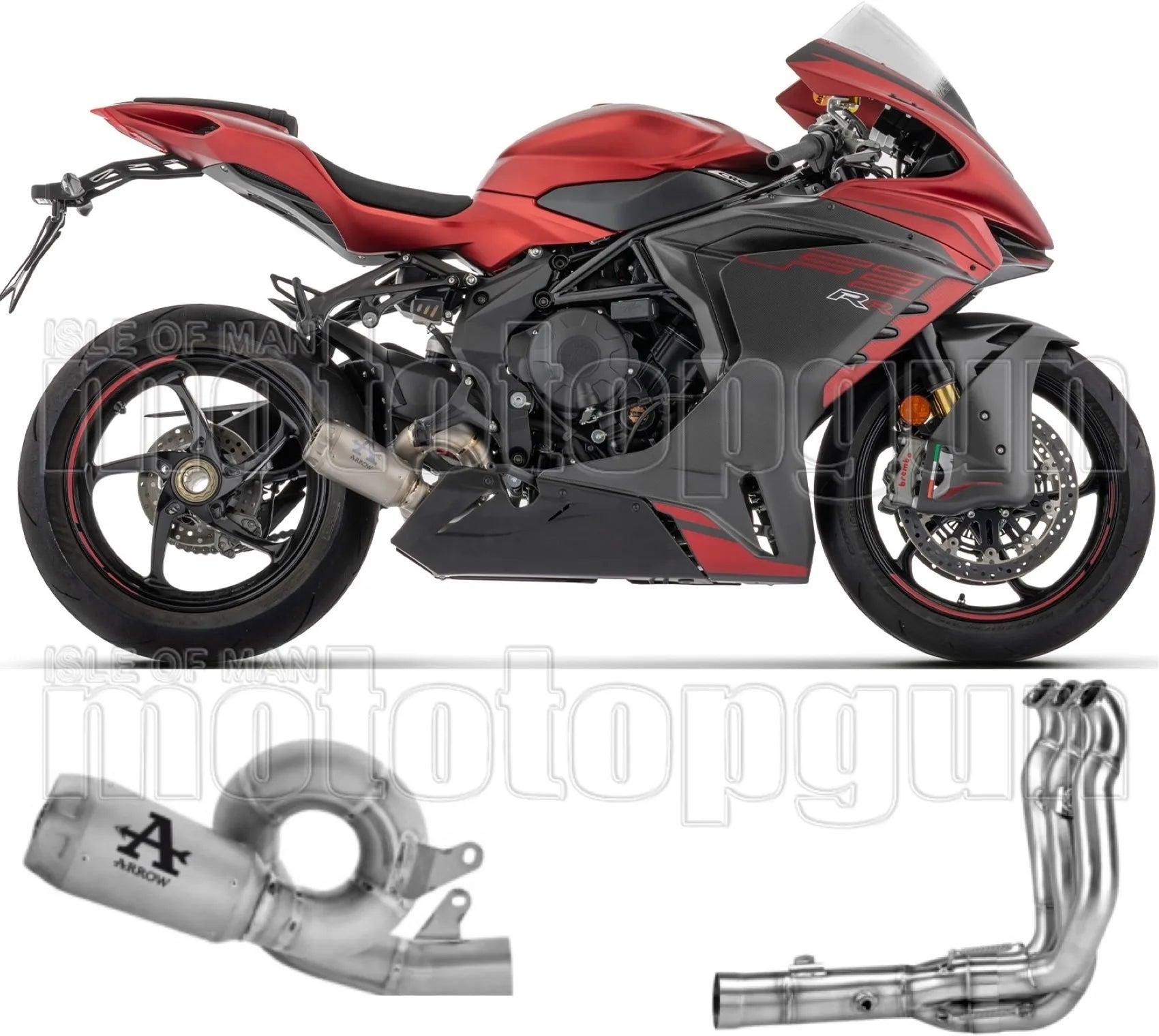 Impianto Di Scarico Completo Non Catalizzato E Senza Omologazione Suono Pro-Race Corpo In Titanio E Coppa In Titanio - Arrow Special Parts Compatibile Con Mv Agusta F3 800 (2022-2026)