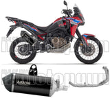 Impianto Di Scarico Completo Non Catalizzato E Senza Omologazione Suono Sonora Titanio Nero Carbonio - Arrow Special Parts Compatibile Con Honda Crf 1100 L Africa Twin (2024-2026)