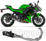 Impianto Di Scarico Completo Non Catalizzato E Senza Omologazione Suono Veloce Alluminio Nero Carbonio - Arrow Special Parts Compatibile Con Kawasaki Z 650 (2024-2026)