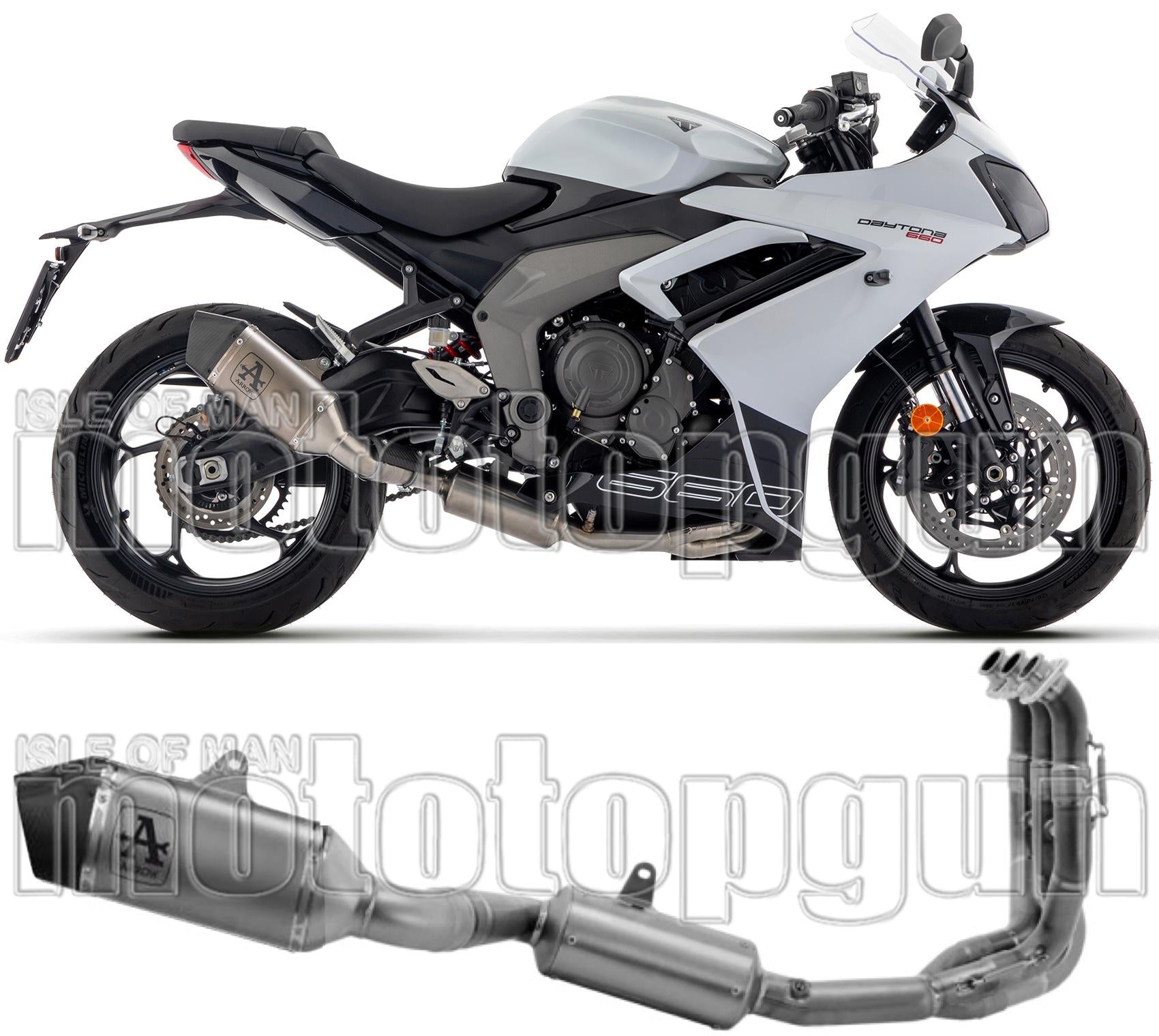 Complete Exhaust System Without Catalytic Converter And Without Sound Certification Veloce Titanium Carbon - Arrow Special Parts Compatible With Triumph Daytona 660 (2024-2026)